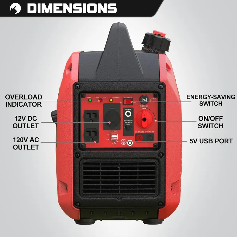 Imagem -03 - Powersmart Super Quiet Portátil Inversor Gerador Alimentado a Gás Gerador de Alto Combustível Eficiente Leve para Acampar 2500 w