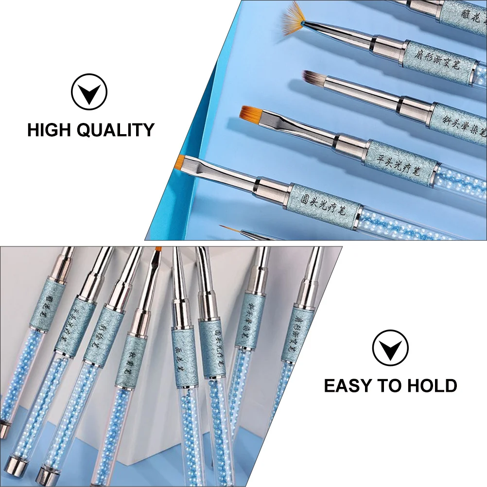 10 stuks kunstborstelset hoogwaardige vezelhaar niet-vervorming duurzaam licht comfortabel Franse nageltrimmer diy manicure toolkit