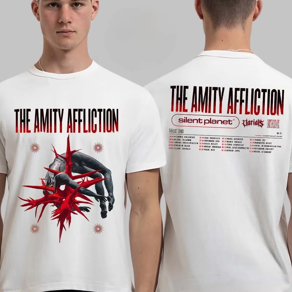 The Amity Affliction House of Cards Graphic Tee, Spiked Mask Metalcore Streetwear Casual Unisex Short Sleeve T-Shirt
