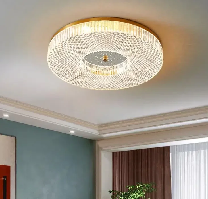 Bedroom lamp ceiling lamp copper luxury round room second bedroom ultra thin light luxury lamp