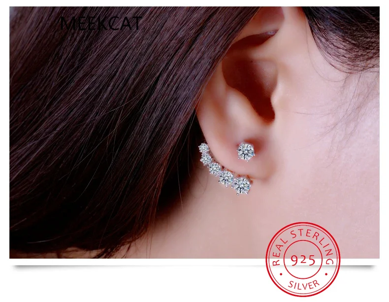 Moissanite Detachable Ear Jackets Earring 925 Sterling Silver Brilliant Lab Diamond Stud Earring for Women Front & Back Jewelry