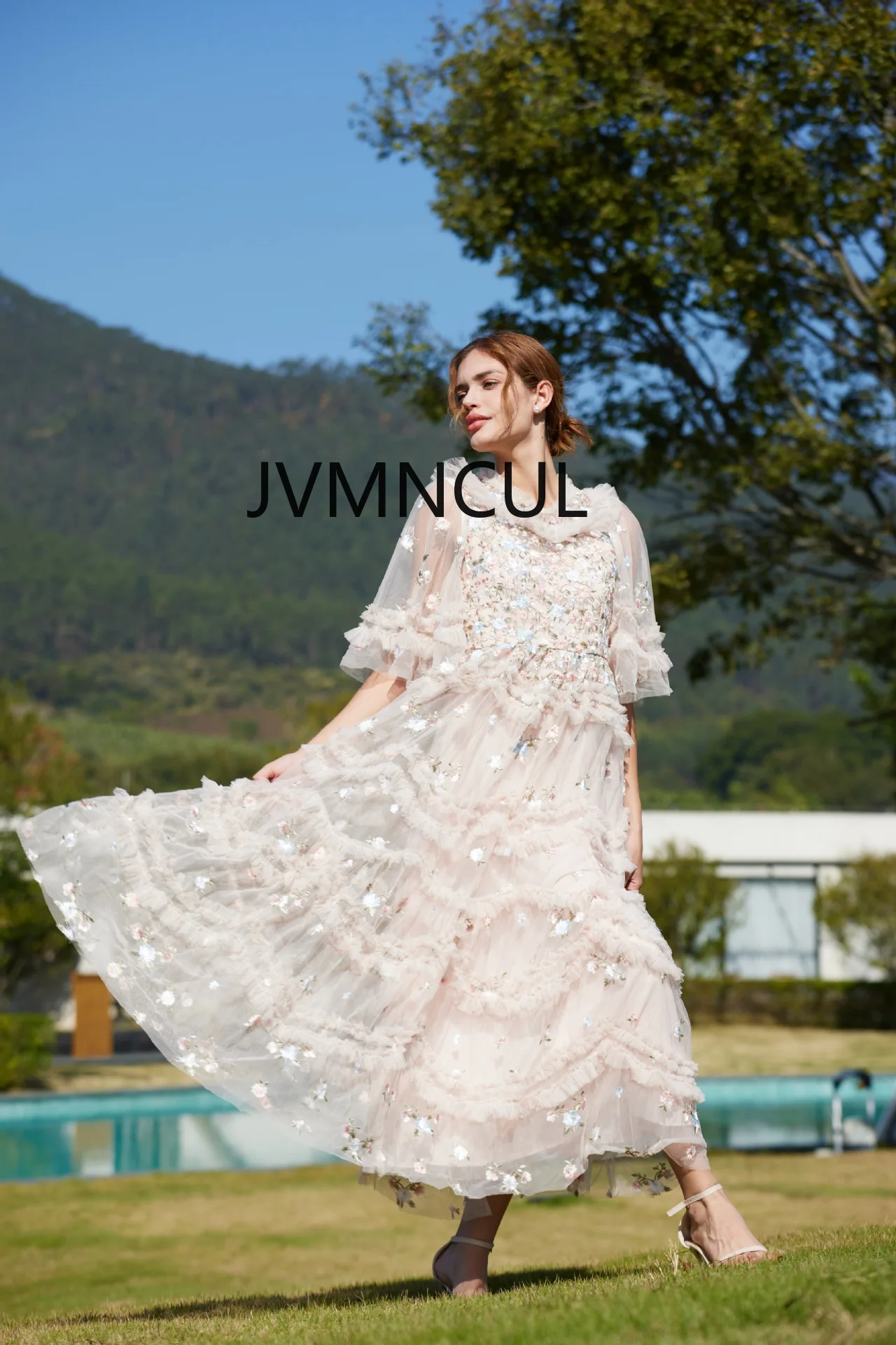 

Stunning Pink Party Dress with Embroidered Flowers and Sheer Mesh - Perfect for Hosting Events in 2025 Summer
