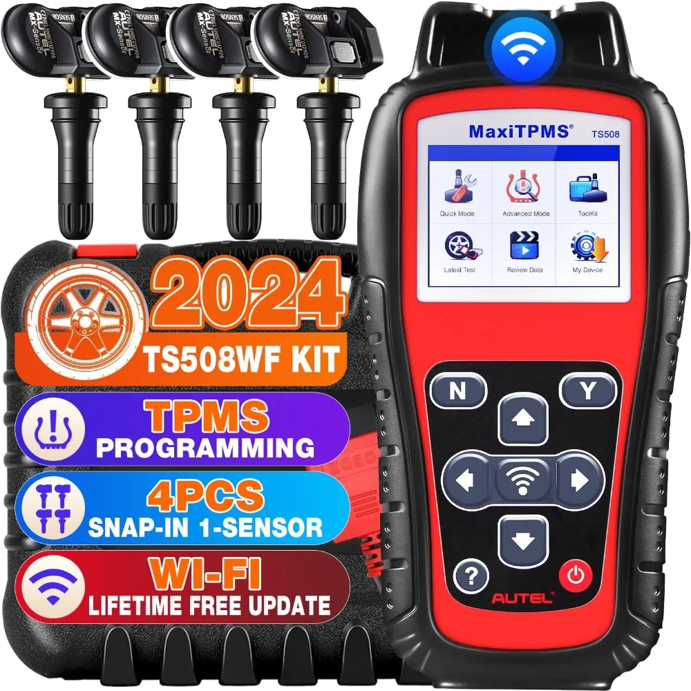 

Autel MaxiTPMS TS508WF KIT TPMS Tool, 2024 WiFi Ver. of TS601/ TS508K/ TS508, with $120 4PCS 315+433Mhz MX-Sensors