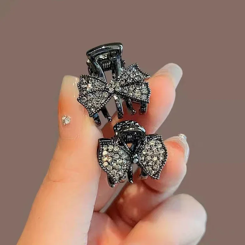 Koreanischen Stil Exquisite Strass Bogen Haar Klaue Haar Clip Nette frauen Seite Pony Clip Prinzessin Kopf Top Clip Haar zubehör