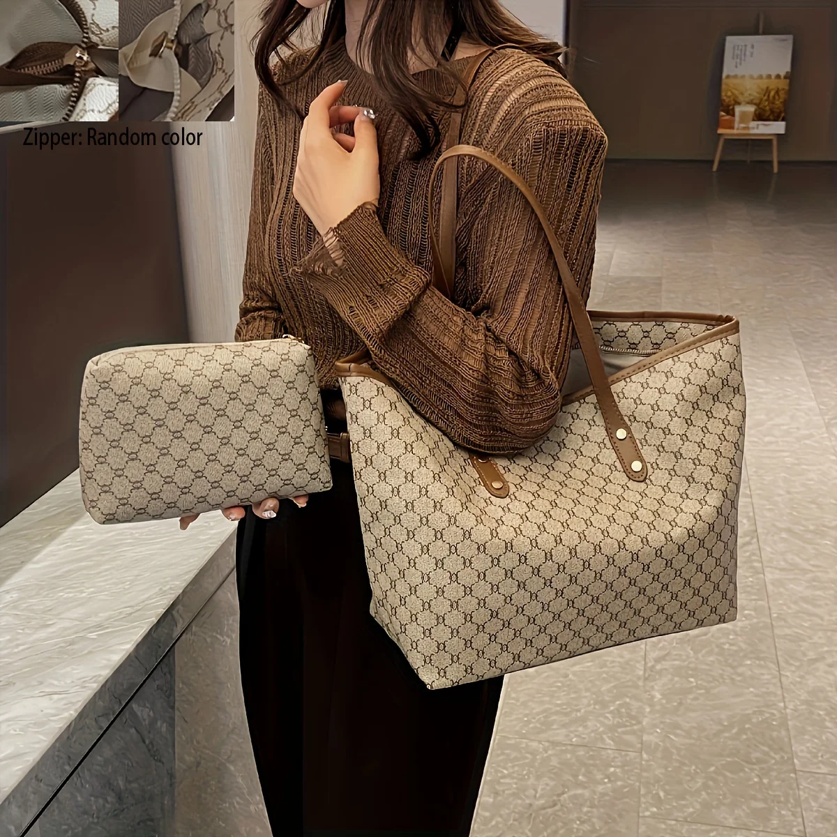 Vintage Large Capacity Tote Bag, Retro Shoulder Bag, Women's Fashion Handbag & Purse For Commute