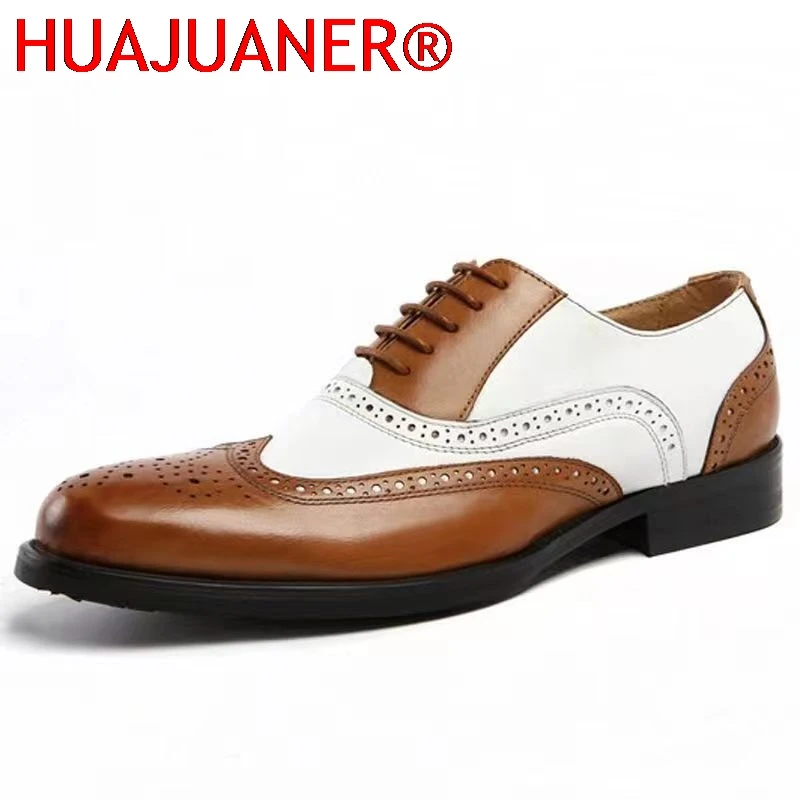 

Men's Shoes New Block Carved Large Color Matching Trend Versatile Young Men's Business Formal Leather For Men