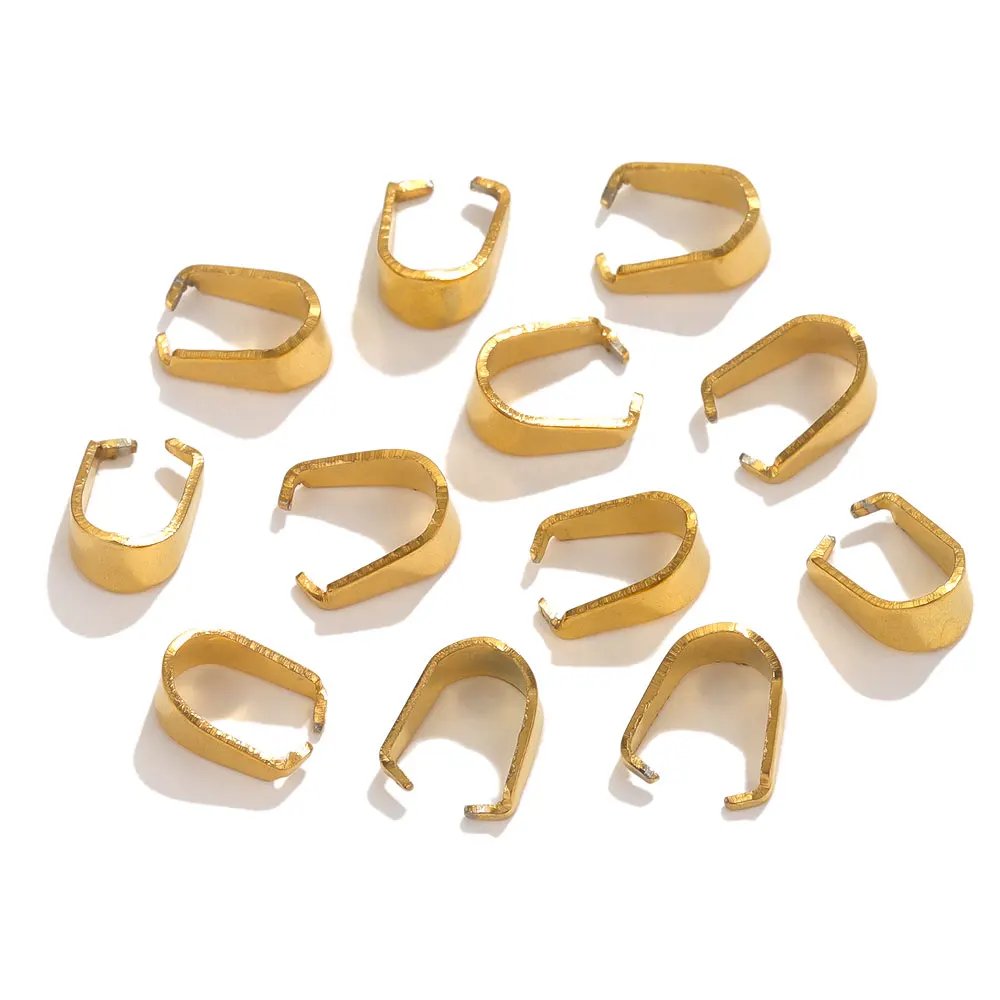 50pcs Gold Plated Stainless Steel Buckle Clasp for Pendants Charm Connectors Clip Pinch Bail Clasp DIY Jewelry Making Supplies