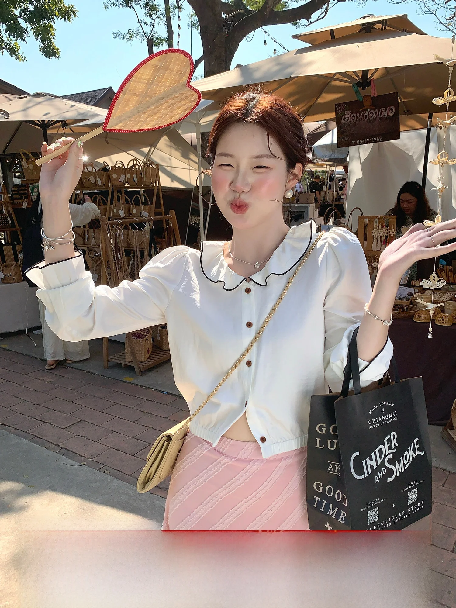 

Корейская женская блузка с длинным рукавом, из полиэстера, с воротником-стойкой, в стиле «Нежный лотос», весенняя мода