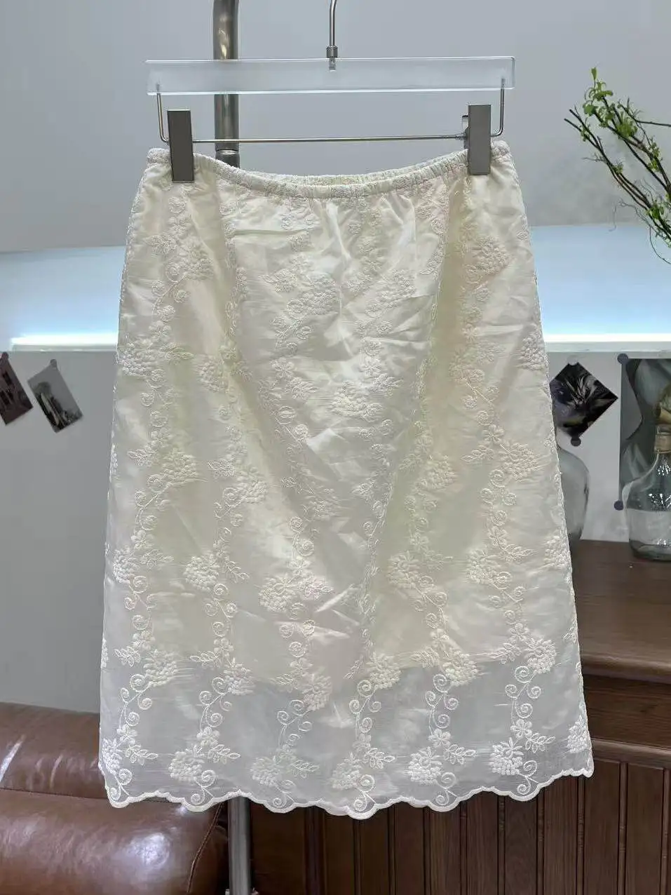 Korean Style plus Size Embroidered Casual Skirt Women's Fashionable Versatile Slimming Mid-Length A-Line Skirt