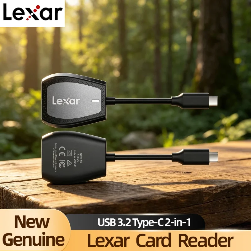 Lexar Professional USB 3.2 Type-C Dual-Slot Reader Supports SD and microSD UHS-II Cards Up To 312MB/s Read for Laptop Desktop