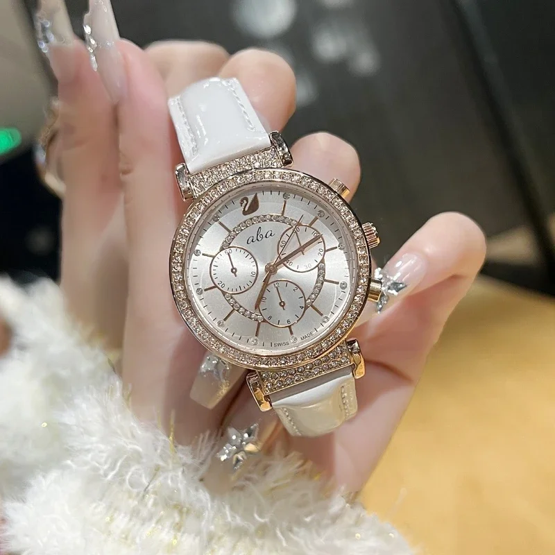 

Fashion Elegant Diamond Quartz Wristwatch High-end Luxury Design Trend 2000s Casual Watches Ladies Gifts Leather Watchband Women