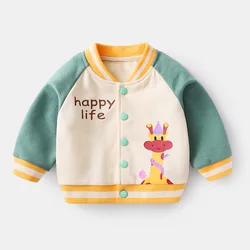 Baby Coat Cartoon Print Top Boys' and Girls' Baseball Jersey Thin Baby Fashionable Top Spring and Autumn