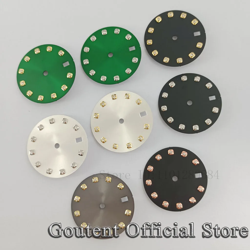 Goutent 29mm Red/Black/Blue/Green/Gray Watch Dial Fit NH35 NH35A Movement Calendar Window