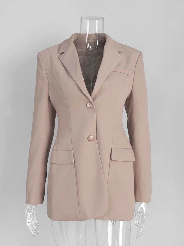 FDYOUI Moda Casual Blazer monopetto Donna 2025 Autunno Manica lunga Slim Solid Suit Office Lady Capispalla Streetwear