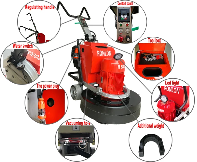 Ronlon Best selling R680 concrete grinder 2 years free warranty concrete floor grinding polishing sanding machine price