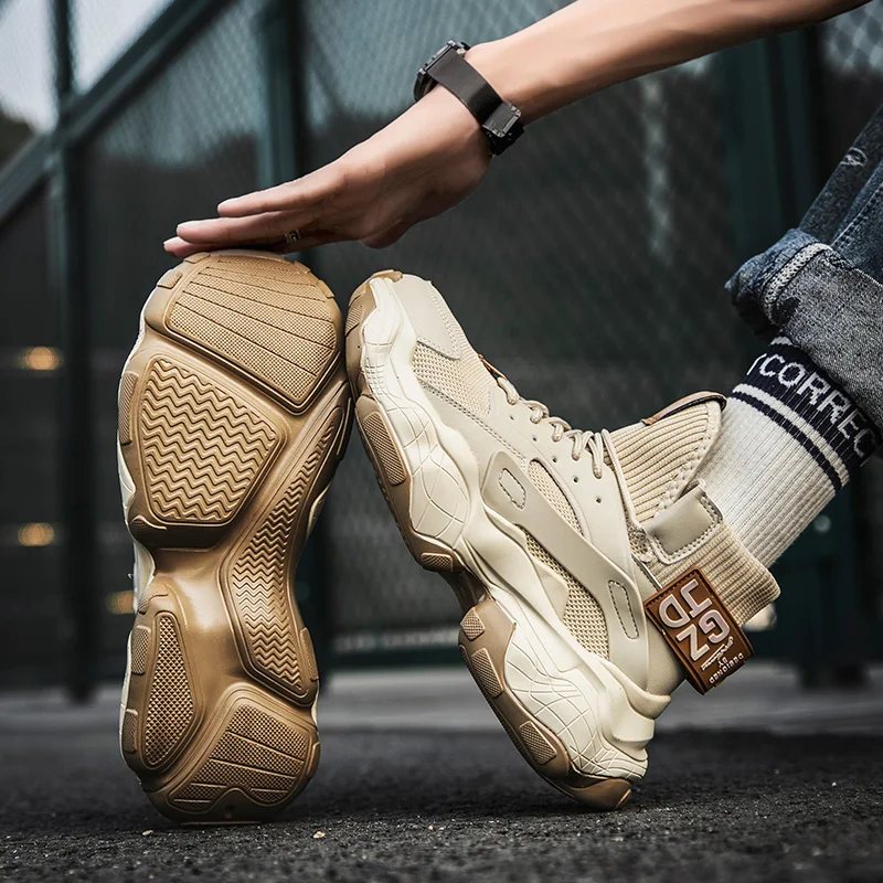 

New High Bang men's sports shoes: Thick men's shoes, height-increasing, fashionable and casual, with added damping tennis shoes