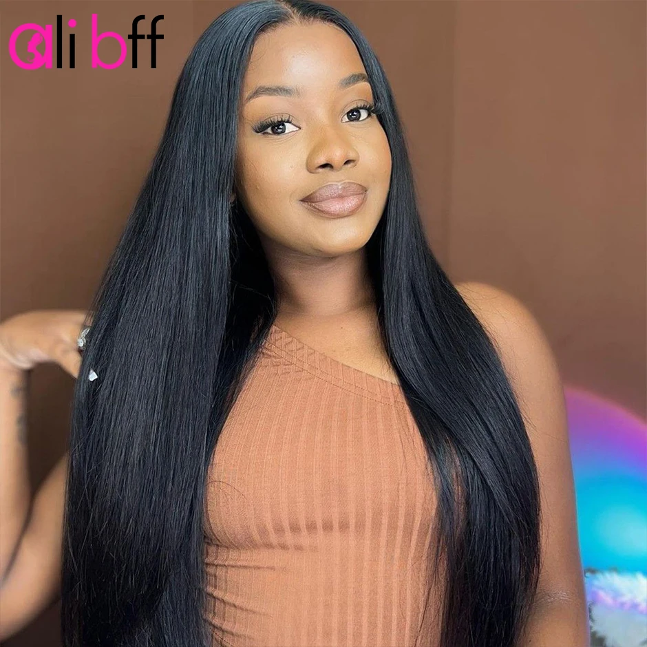 ALI BFF Glueless HD Lace Silky Straight 180% Density Human Hair Lace Closure Wigs 15 Seconds Wear Complete Wear And Go Wigs