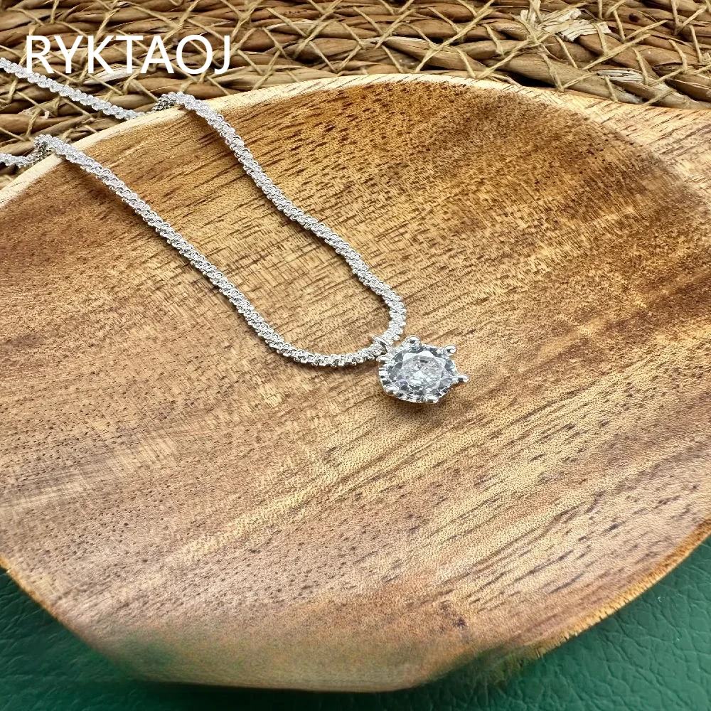 Luxury 925 Sterling Silver CZ Paved Chain Necklace, Solitaire Pendant with Adjustable Extension, Elegant Jewelry Gift for Women
