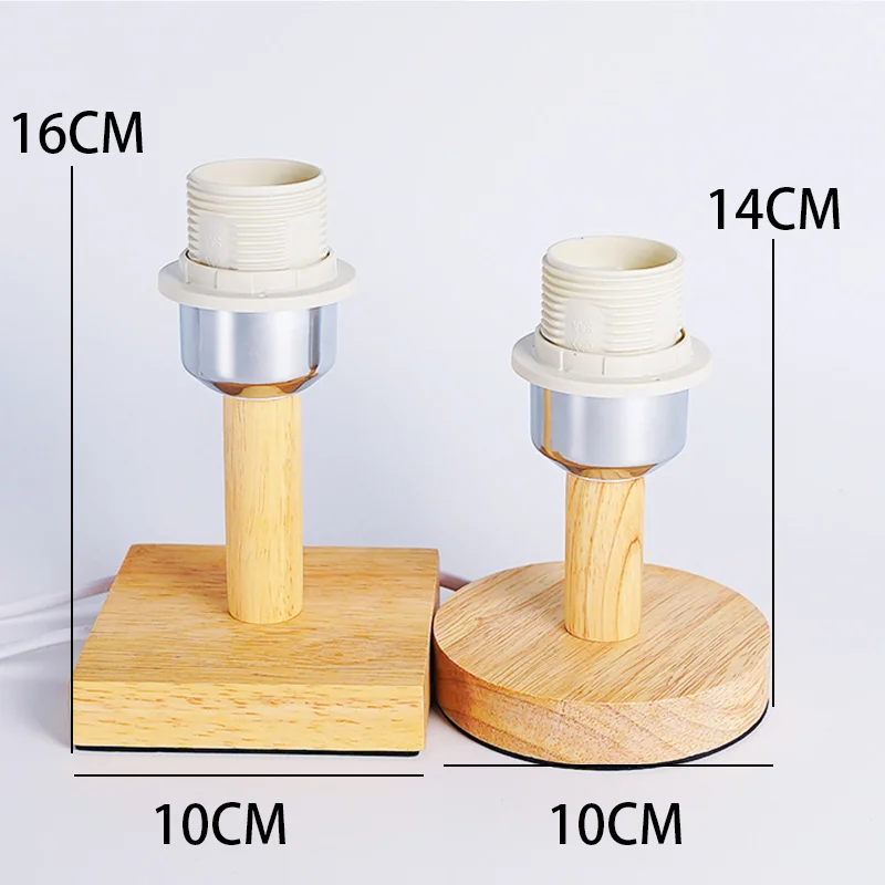 1Pcs E27 Circular Solid Wooden Base Holder Lamp Cup With Cord ON OFF Switch For Table Lamp Plug In Lamp Bedside Lamp Holder