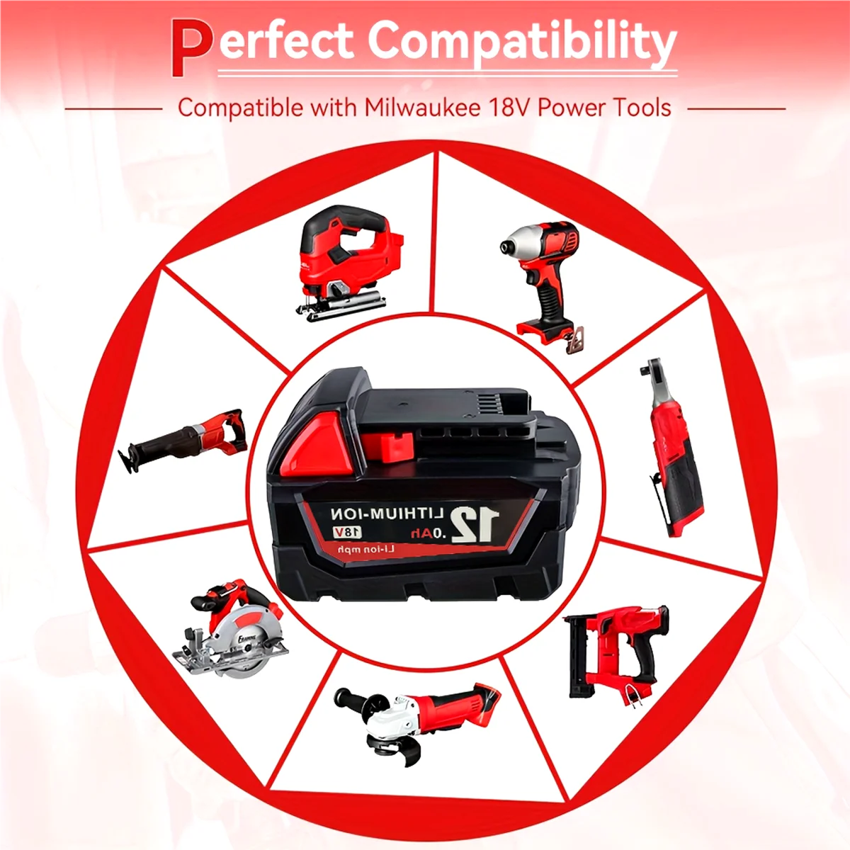 

6.0Ah For Milwaukee M18 Battery 18V 12.0Ah Replacement Lithium Battery for Milwaukee M18 48-11-1815 48-11-1850 2604-22 Battery