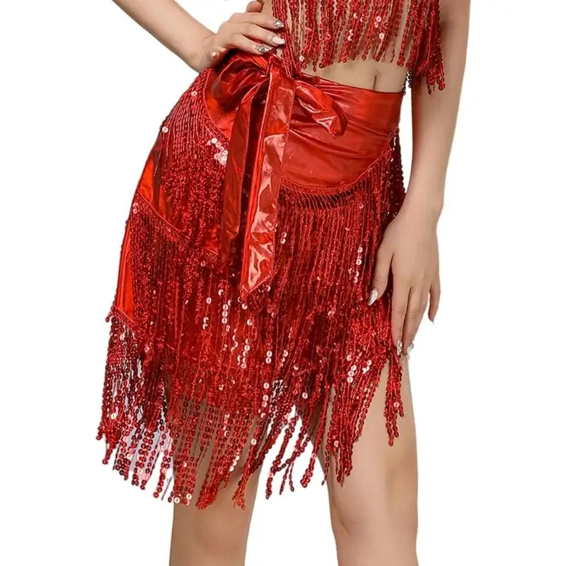 39BB Phối Ren Kim Sa Lấp Lánh Mini Múa Bụng Hông Khăn Bellydance Quấn Váy Múa Bụng Trang Phục Nữ Cô Gái Quà Tặng