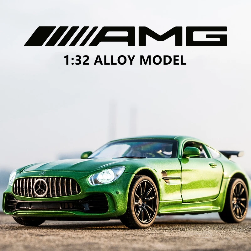 

1:32 AMG-GTR GT Alloy Sports Car Model Diecast Metal Toy Vehicles Car Model Collection High Simulation Sound Light Toy Gift