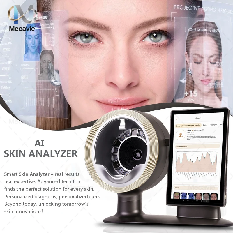 Détecteur d'images 3D intelligent IA 2026 pour l'analyse de la peau, Analyseur de peau numérique portable Magic Mirror, Machine de diagnostic multifonctionnelle pour la condition de la peau du visage, pour la détection des taches de vieillissement et des ridules, Équipement de beauté haut de gamme avec certification officielle