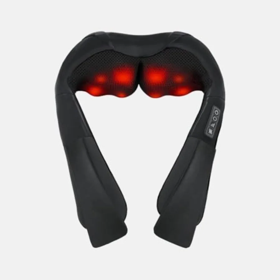Electric Neck Massager with Heat for Pain Relief Deep Tissue Kneading Pillow in Black for Back Shoulder Leg Waist Body Use