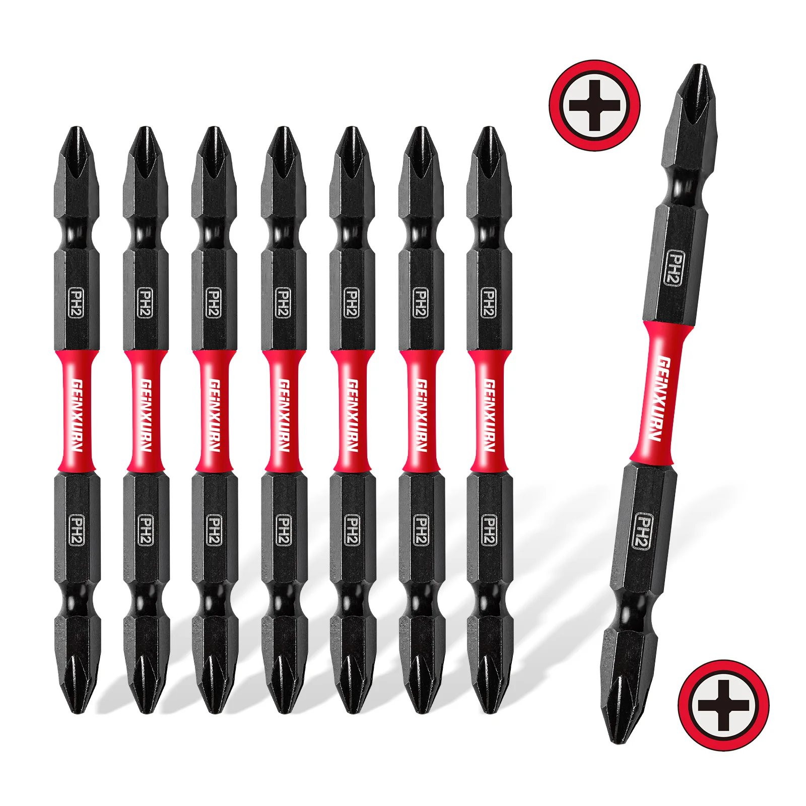Geinxurn 3.54'' PH2-PH2 Impact Double-Ended Power Bit, Standard Type, S2 Alloy Steel With Designed For High-Torque Applications
