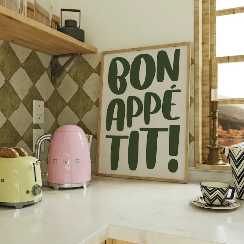 Bon Appetit Nordic French Offer Canvas Prints Italian Food and Drink Wall Art Posters for Modern Living Room Kitchen Home Decor