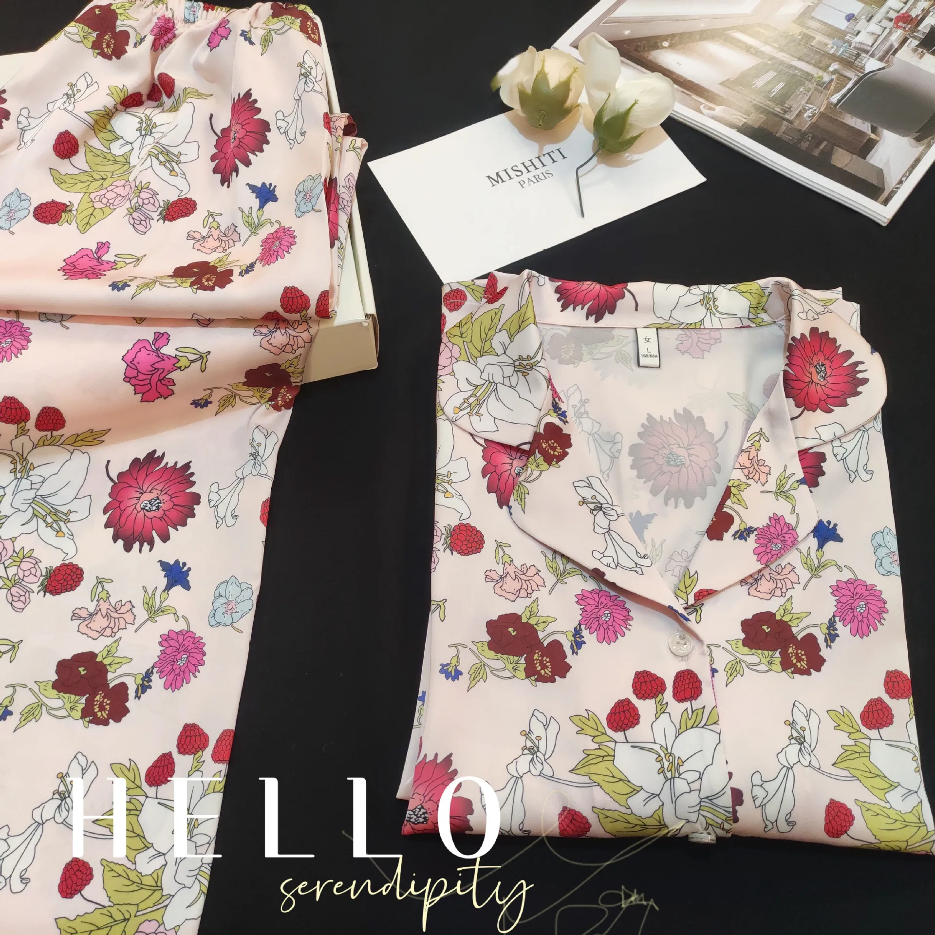 

2025 New Ice Silk Pajamas Women's Print Autumn Long-sleeved Trousers 2PCS Lapel Fashion Can Be Worn Outside Loungewear Suit