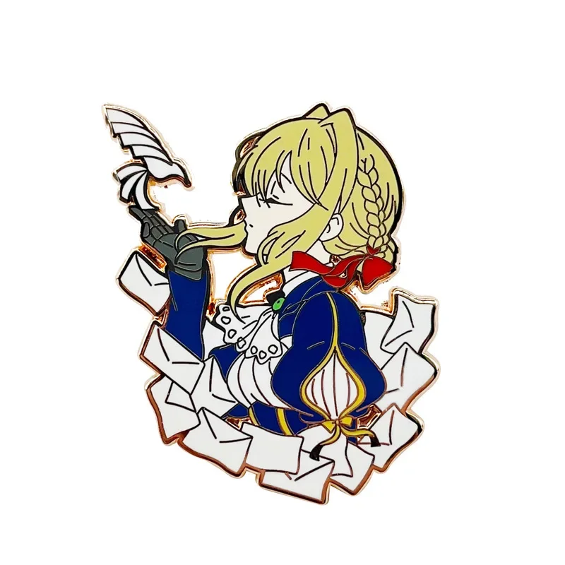 Violet Evergarden Violet Evergarden Brooches Cartoon Anime Figures Metal Enamel Brooch Cartoon Pin Backpack Badge Kids Gift