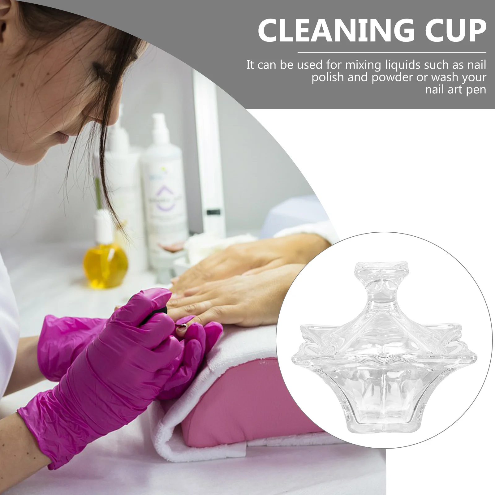 

1 шт., хрустальная чашка, стеклянный контейнер для дизайна ногтей, жидкий контейнер с прозрачным обзором емкости, дизайн с толстым дном для смешивания лака, порошка или