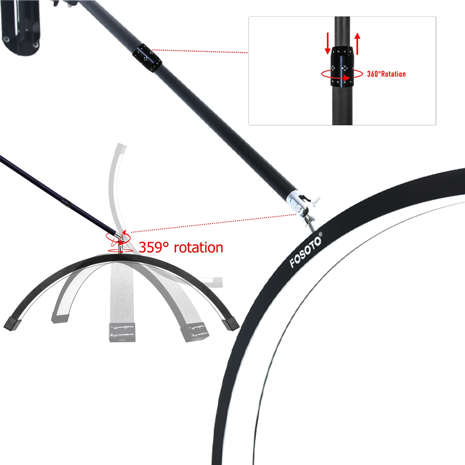 FOSOTO 40 واط التصوير وحدة إضاءة LED جداريّة شنت نصف مصباح قمري ملء ضوء LED ضوء السقف لصالون الحلاقة الرموش صالون تجميل الأظافر
