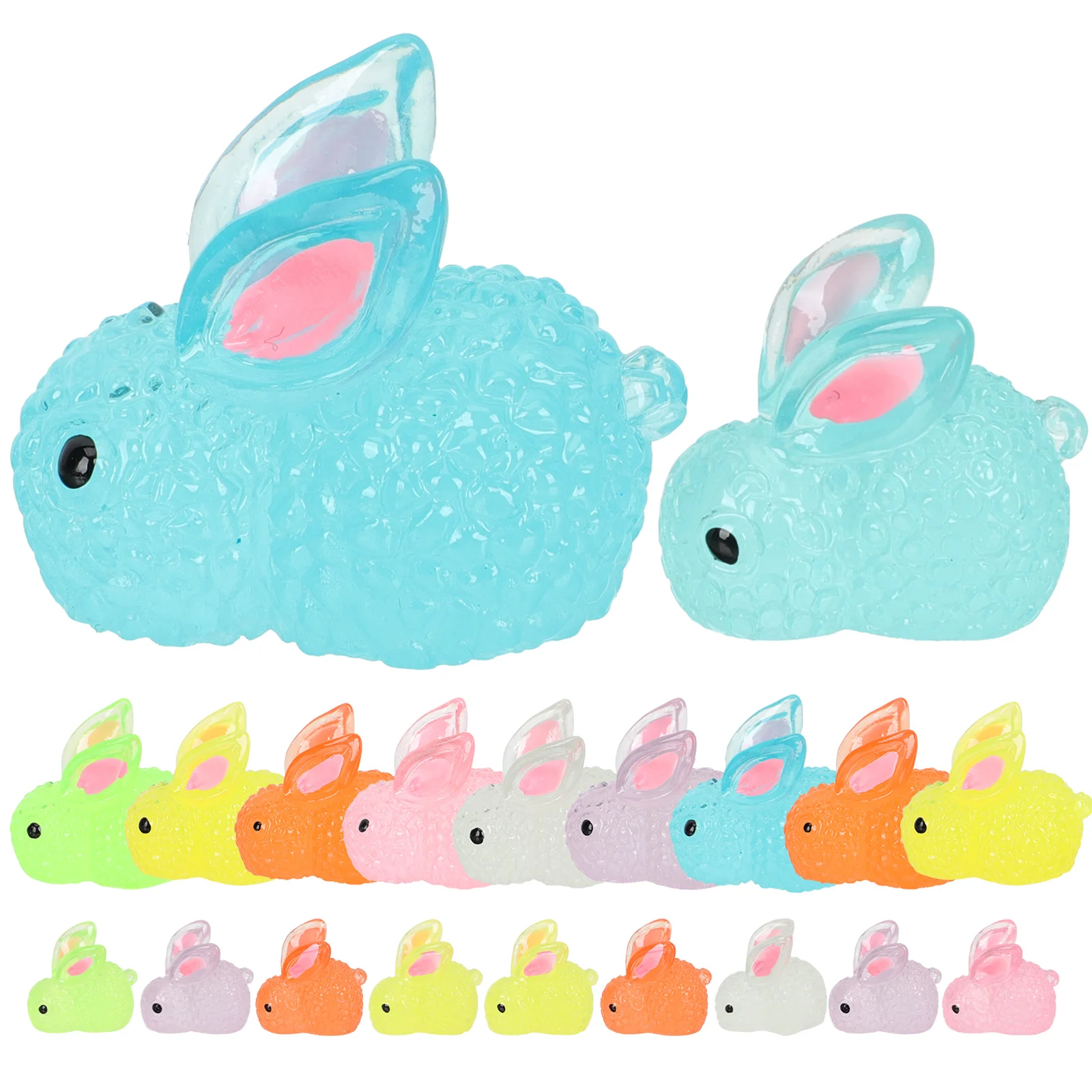 20 Pcs Phone Case Rabbit DIY Hair Accessories Clip Resin Adornment Cream Gum Colorful Charms for Jewelry Making Bunny