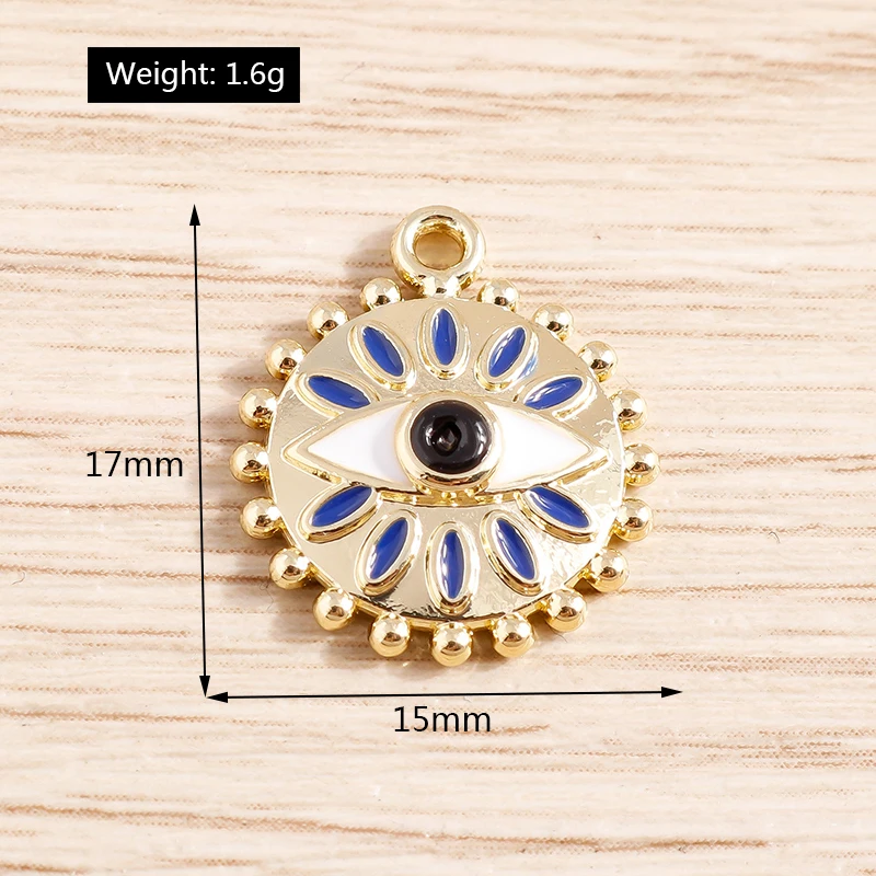 Tusember 5 Stück 17*15mm Türkische Blaue Augen-Anhänger Charms für Schmuckherstellung DIY Halskette Ohrringe Armband Handgefertigte Accessoires – Detail 1
