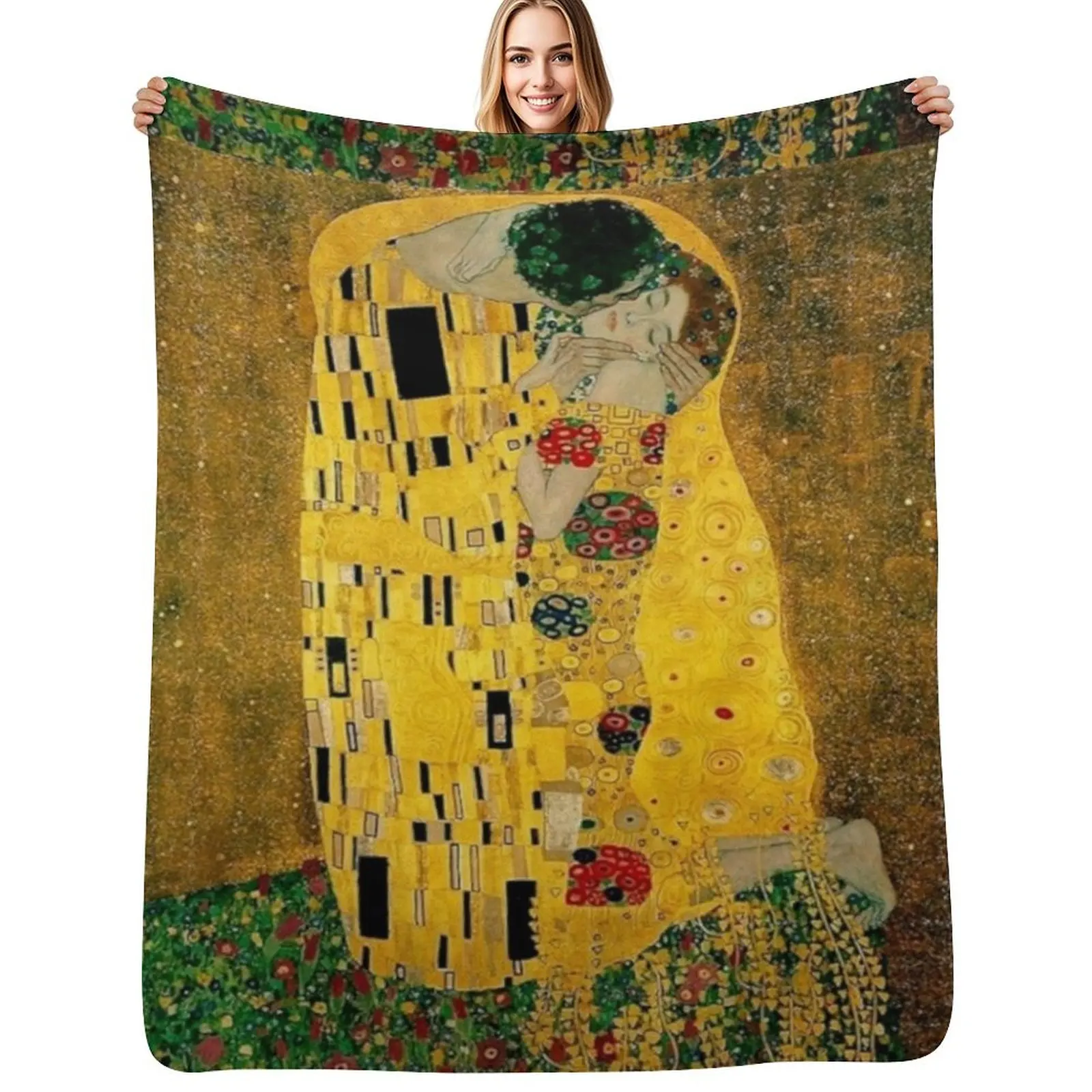 The Kiss by Gustav Klimt|Liebespaar - The Lovers Throw Blanket Fade Resistant Durable Throw Blanket