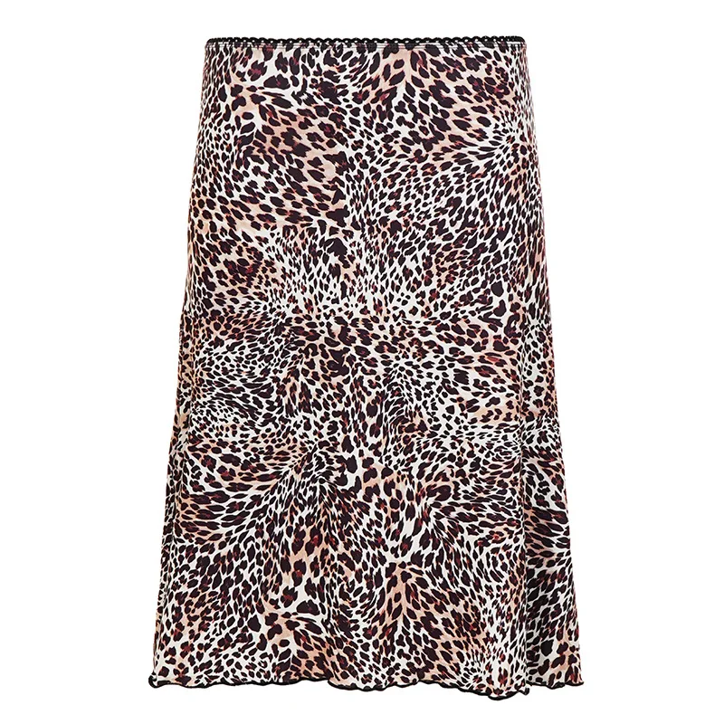 European and American style sexy casual leopard print lace patchwork skirt streetwear fashion spicy girl wrapper hip skirts