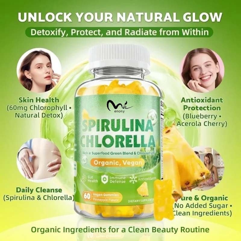Organic Spirulina Capsules Contain Chlorella Protein, Chlorophyll, Vitamins, Zinc Energy, Immune Antioxidant Health Support