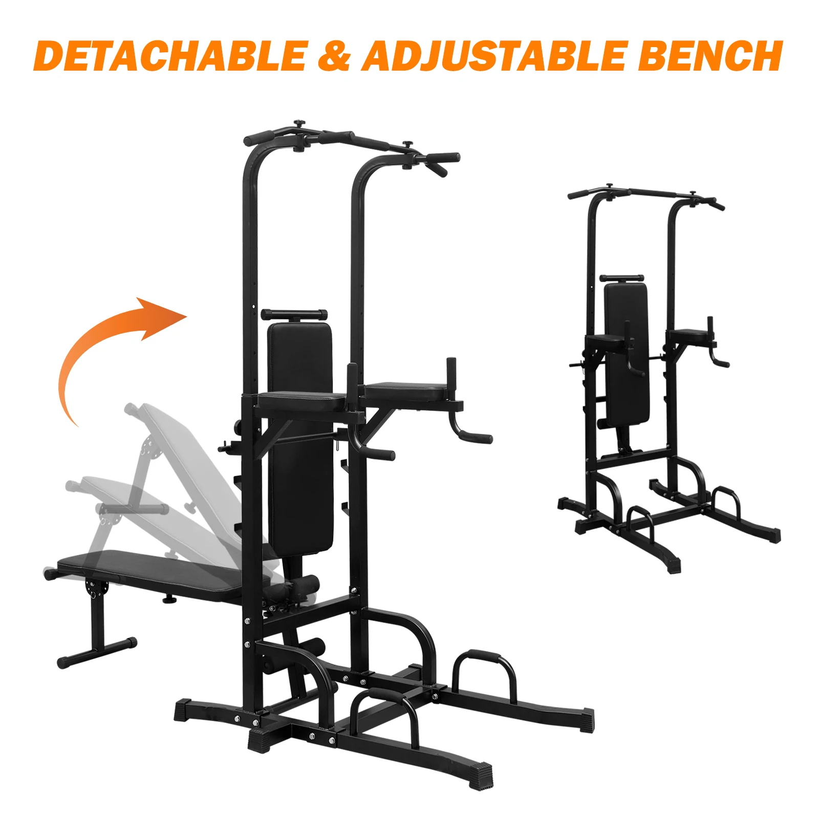 Adjustable Height Pull Up Dip Bar Station, Heavy Duty Multi-Function Fitness Rack for Home Gym Full Body Strength Training