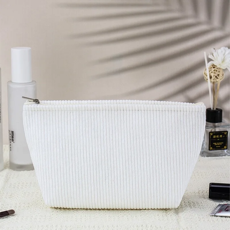 New Corduroy Women's Octagonal Makeup Bag Large Capacity Portable Handheld Storage Bag Travel Toilet Bag MS04