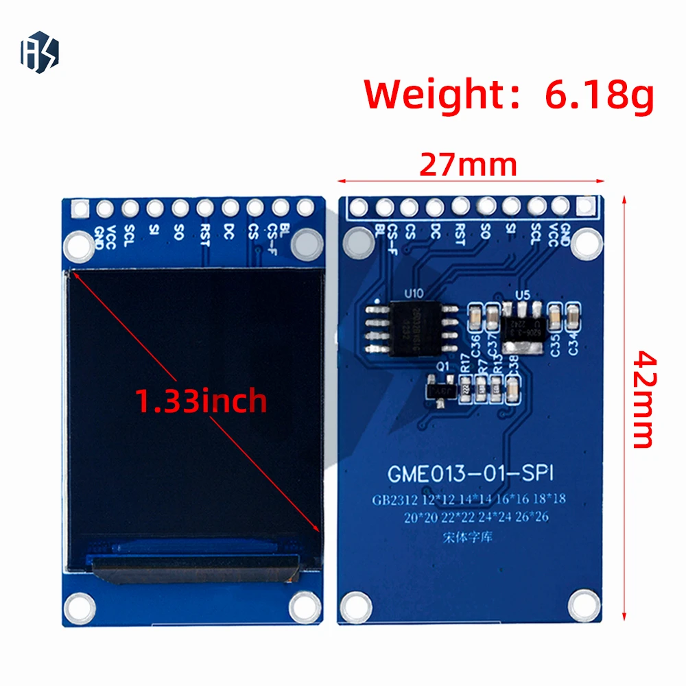 1,3-inch vierkant TFT-kleurendisplay: ST7789 LCD-module met 240×240 SPI-interface