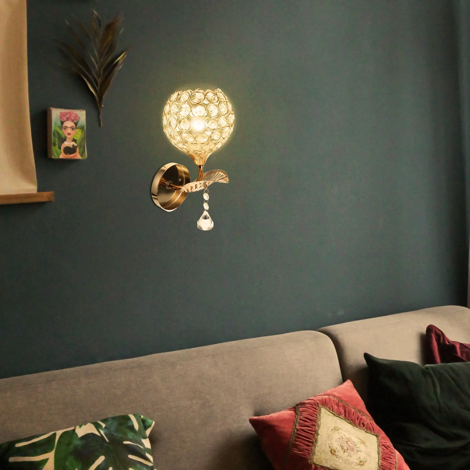 

Набор из 1 хрустального настенного светильника: современный, простой дизайн, для спальни, гостиной, отеля, декоративный, для внутреннего освещения, стеклянный, золотой