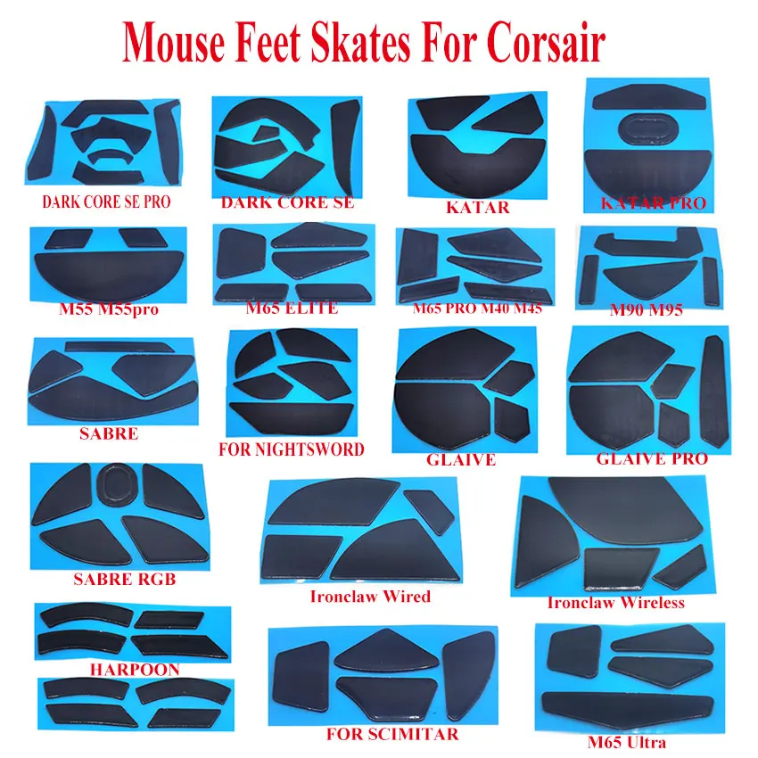 2set sepatu roda kaki Mouse untuk Corsair M65 M40 M90 M95 pedang malam KATAR pedang SCIMITAR HARPOON GLAIVE Pro Mouse Glides konektor