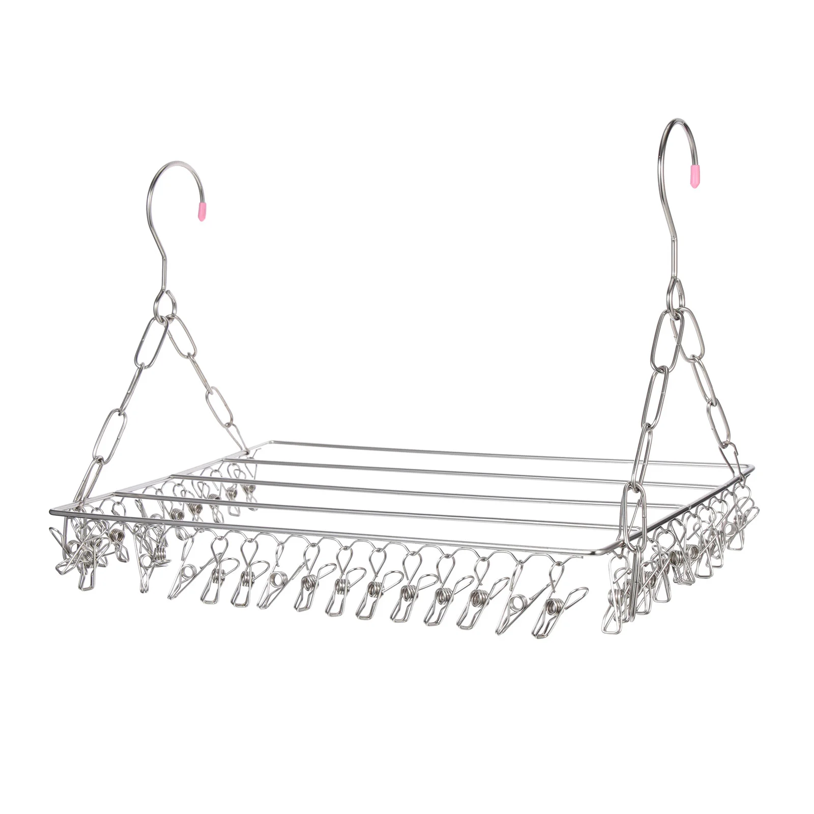 Premium Stainless Steel Sock Drying Rack Clothes Clip Hanger with 36 Clips Sturdy and Versatile Sock Hanger for Home Laundry