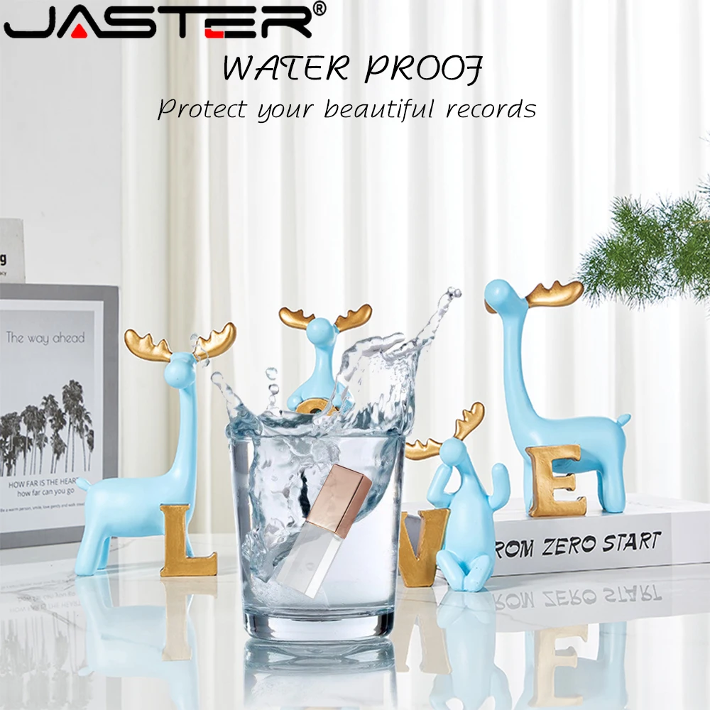 Janks stiker memori kristal USB 2.0, Flash Drive 128GB 64GB dengan lampu LED 32GB 16GB, stik memori kaca bening hadiah pernikahan