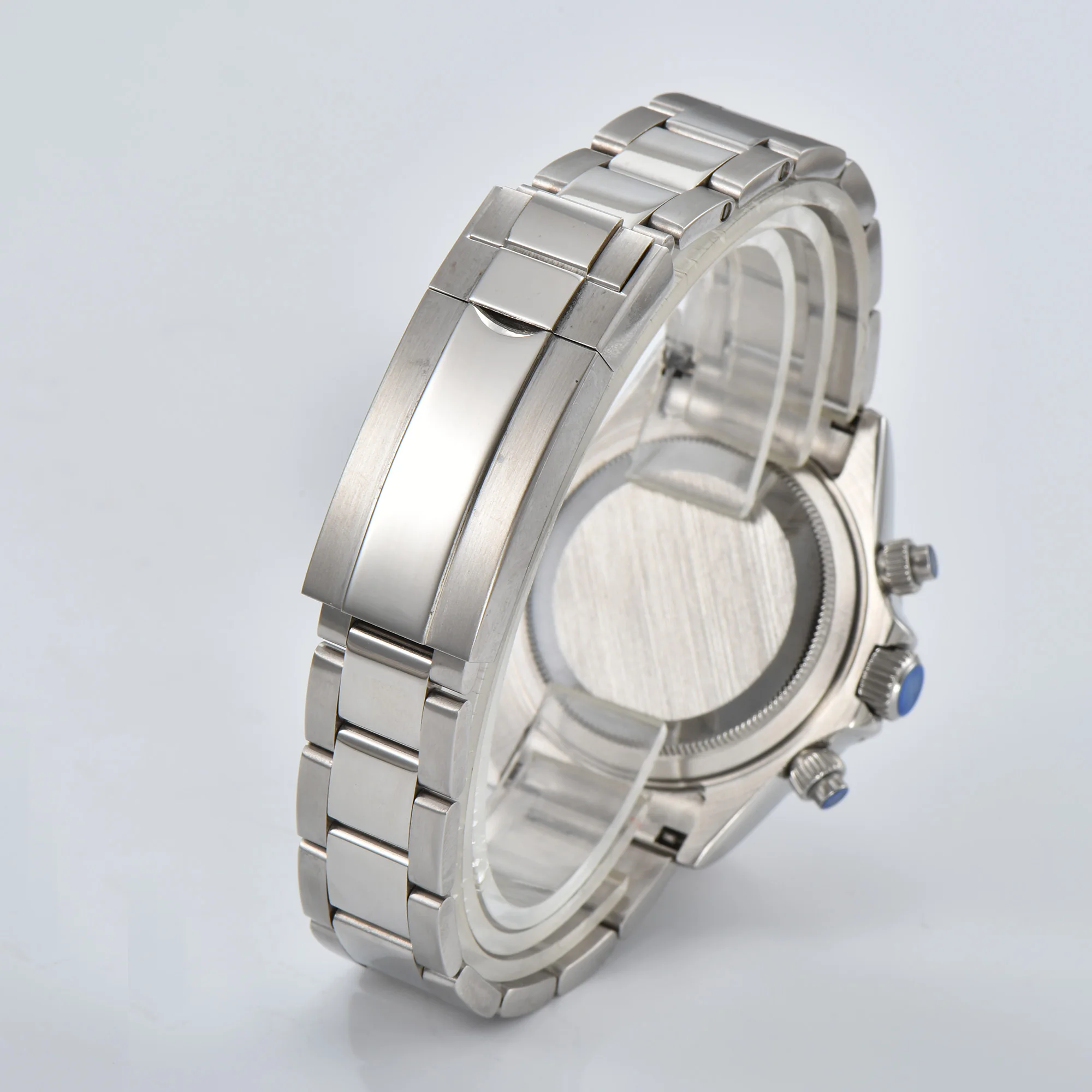 นาฬิกาผู้ชายสแตนเลสนาฬิกาโครโนกราฟลำลองสำหรับผู้ชายกระจกแซฟไฟร์สีหินฝาหน้าควอตซ์นาฬิกา VK63