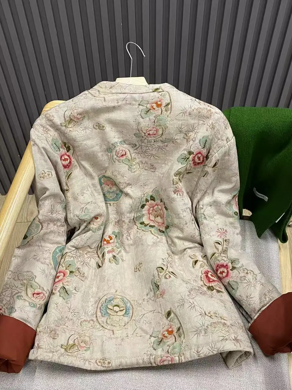 

Retro Chinese Sle Printed Stand Collar Button Cotton Jaet Women's Autumn Winter Artistic Versatile Cotton Coat