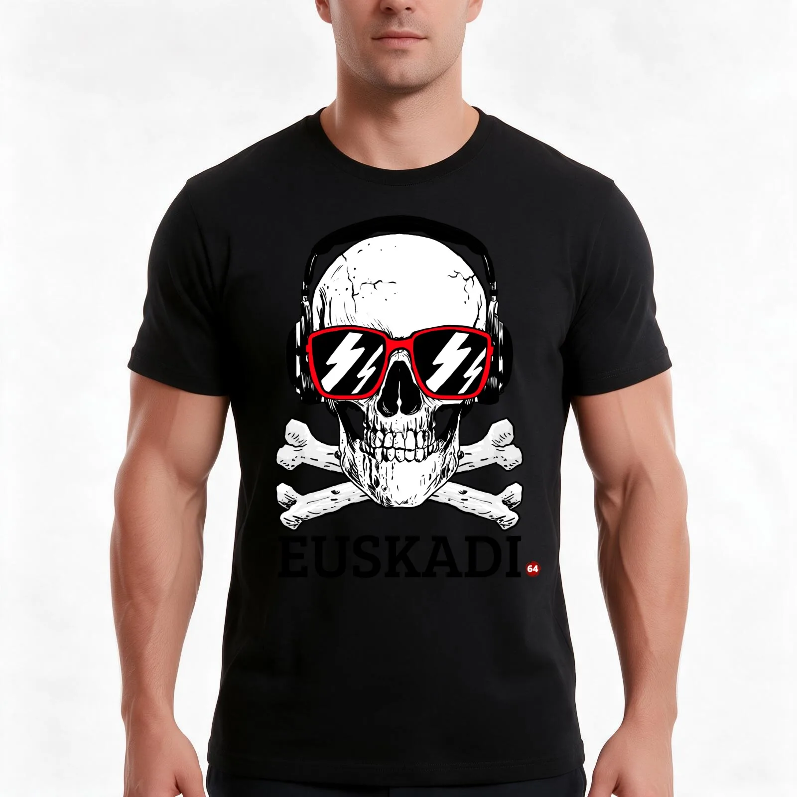 Euskadi Basque Skull Euskal Garezurra T-Shirt, Summer Casual Cotton Tee, Oversized Streetwear Tops, Vintage Graphic Print