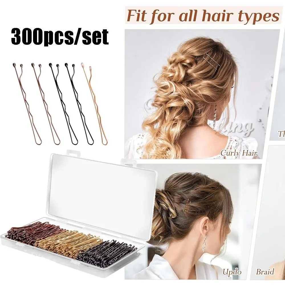 

300 Pcs New Brown Blonde Bobby Pins Black Hair 2 Inch Hair Pins with store box Premium Hair Stylish Tools for Women and Girls